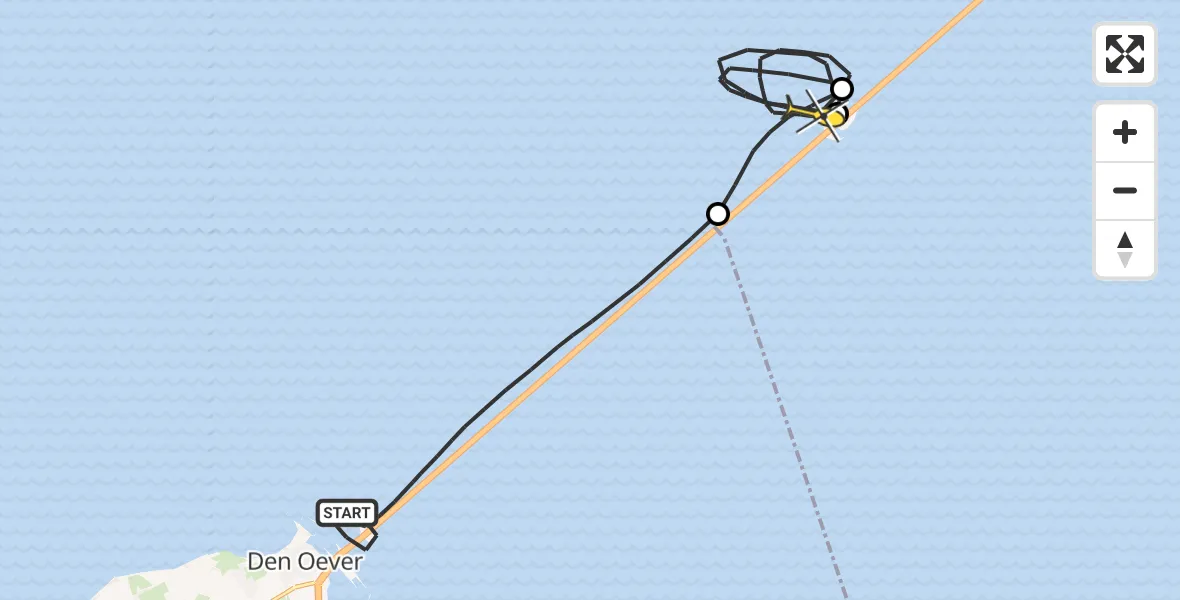 Routekaart van de vlucht: Kustwachthelikopter naar Harlingen, Afsluitdijk