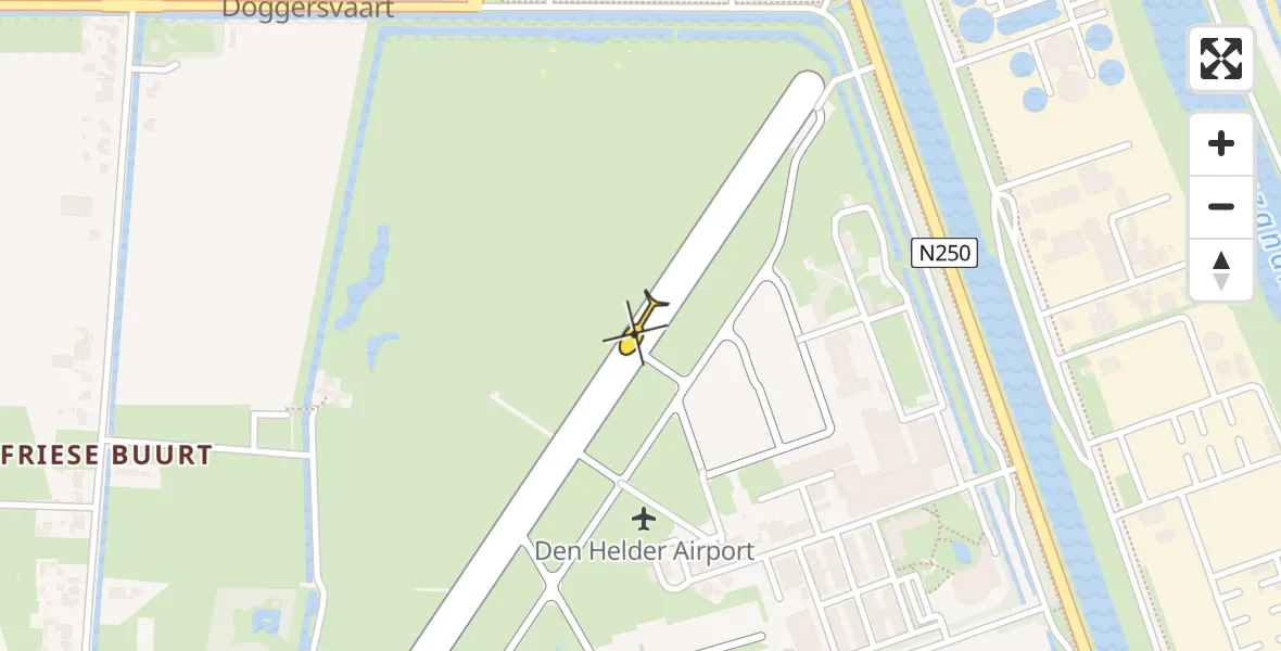 Vluchtroute Kustwachthelikopter van Vliegveld De Kooy naar Vliegveld De Kooy