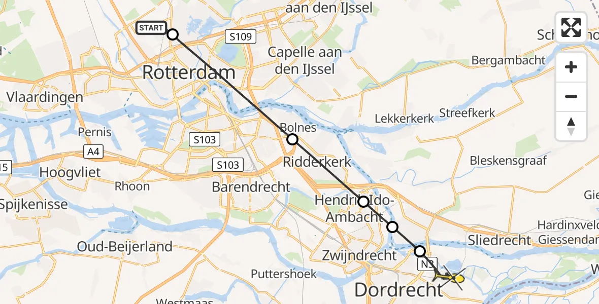 Routekaart van de vlucht: Lifeliner 2 naar Dordrecht, Edsger Dijkstralaan