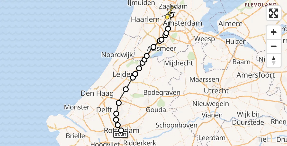 Routekaart van de vlucht: Lifeliner 1 naar Amsterdam Heliport, Oude Binnenweg