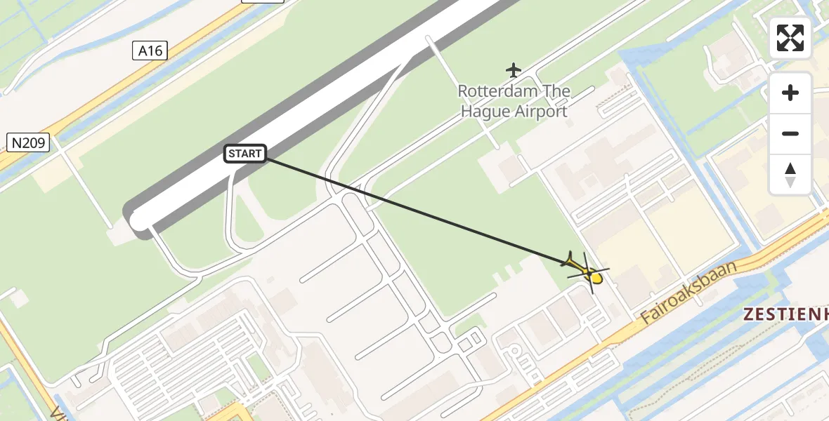 Routekaart van de vlucht: Lifeliner 2 naar Rotterdam The Hague Airport, Brandenburgbaan