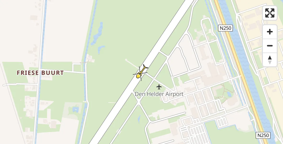 Routekaart van de vlucht: Kustwachthelikopter naar Vliegveld De Kooy