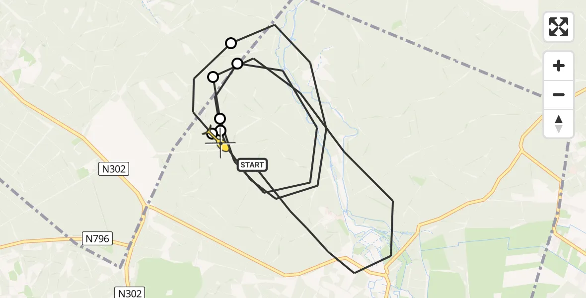 Routekaart van de vlucht: Politiehelikopter naar Ermelo, Jhr. Dr. C.J. Sandbergweg