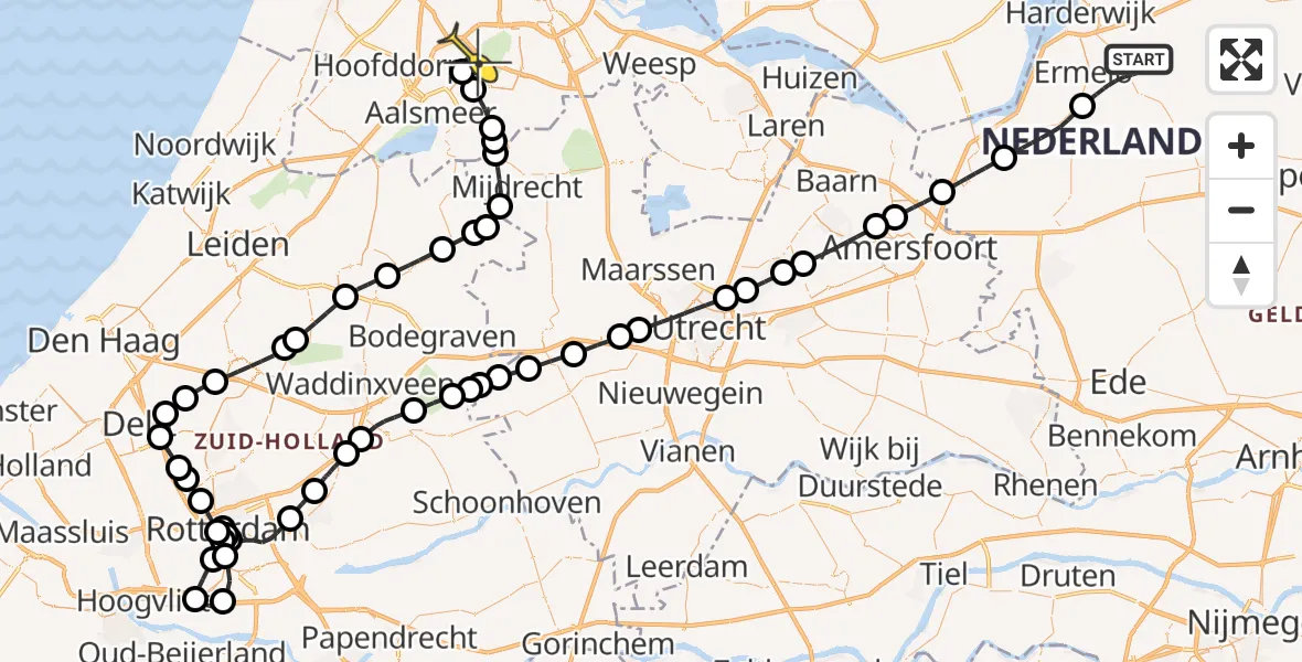 Routekaart van de vlucht: Politieheli naar Schiphol, Jonkheer Doctor C.J. Sandbergweg