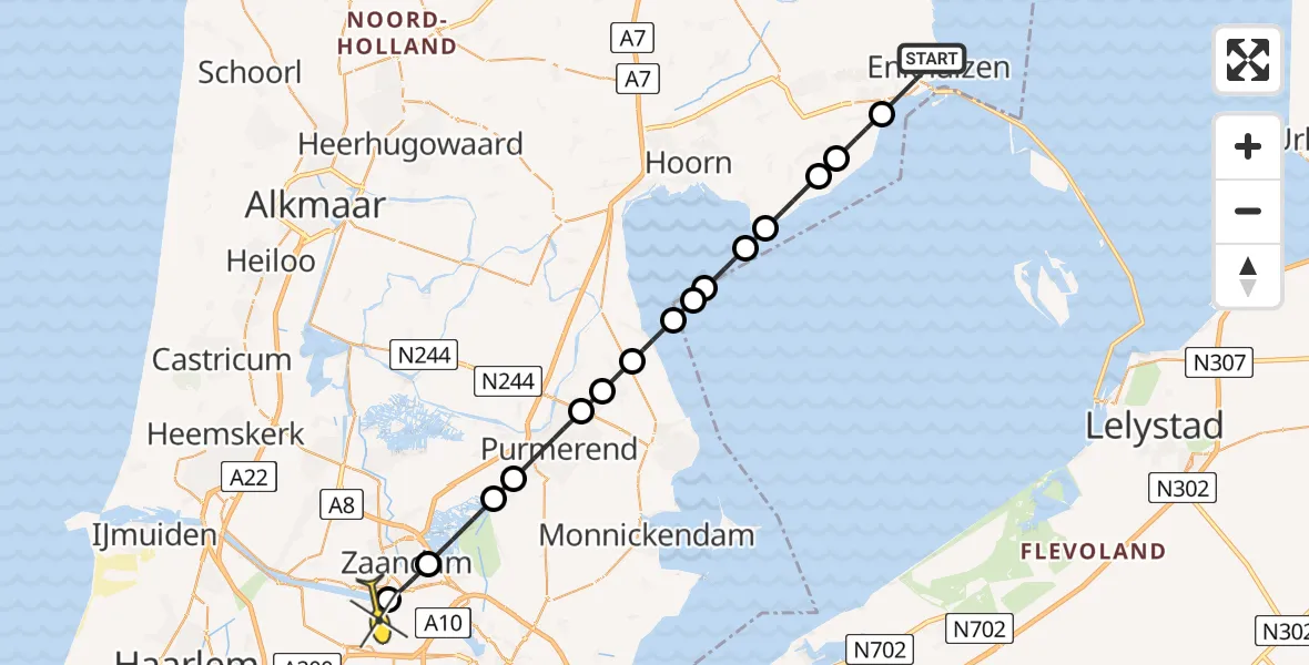 Routekaart van de vlucht: Lifeliner 1 naar Amsterdam Heliport, Katholieke Begraafplaats