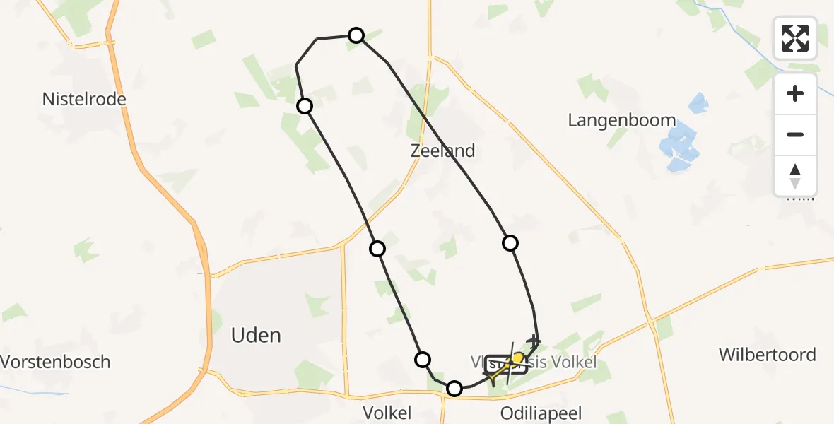 Routekaart van de vlucht: Lifeliner 3 naar Vliegbasis Volkel, Zeelandsedijk