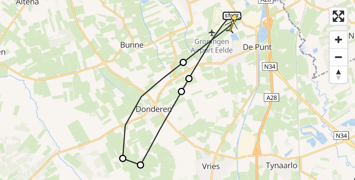 Routekaart van de vlucht: Lifeliner 4 naar Groningen Airport Eelde, Moespot