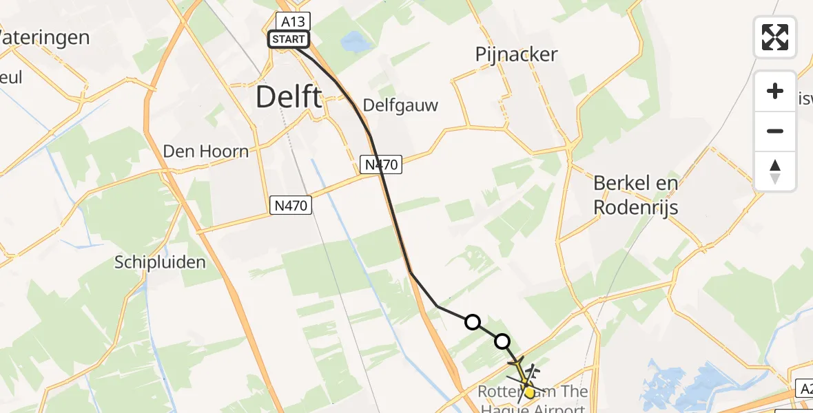 Routekaart van de vlucht: Lifeliner 2 naar Rotterdam The Hague Airport, Malpensabaan