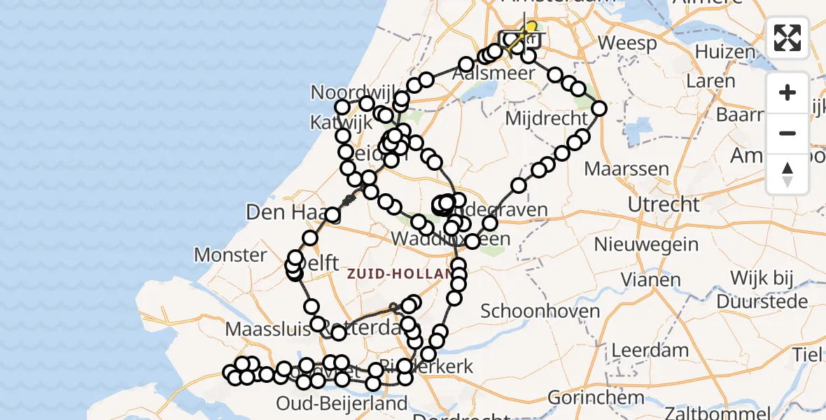 Vluchtroute Politiehelikopter van Schiphol naar Schiphol