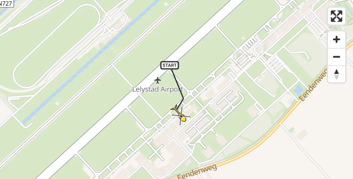 Routekaart van de vlucht: Lifeliner 1 naar Lelystad Airport, Emoeweg