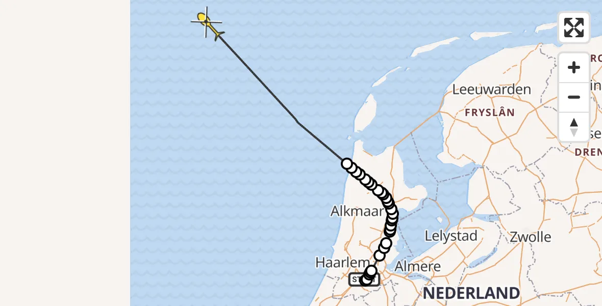 Routekaart van de vlucht: Politieheli naar Thermiekstraat