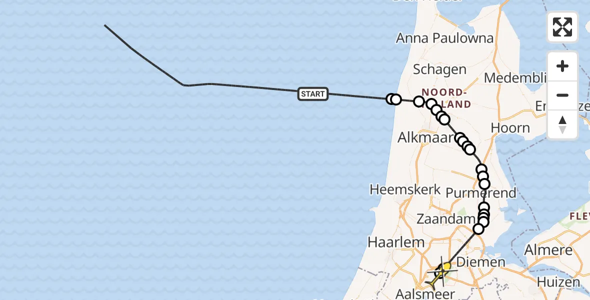 Routekaart van de vlucht: Politieheli naar Schiphol, Thermiekstraat