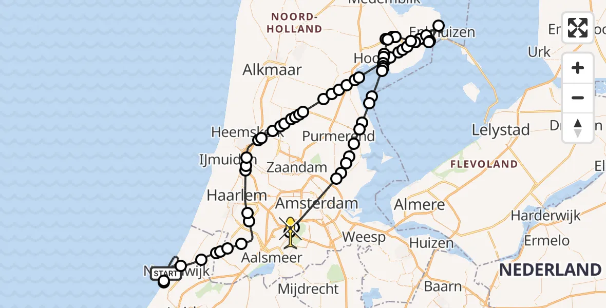 Routekaart van de vlucht: Politieheli naar Schiphol, Koningin Wilhelmina Boulevard