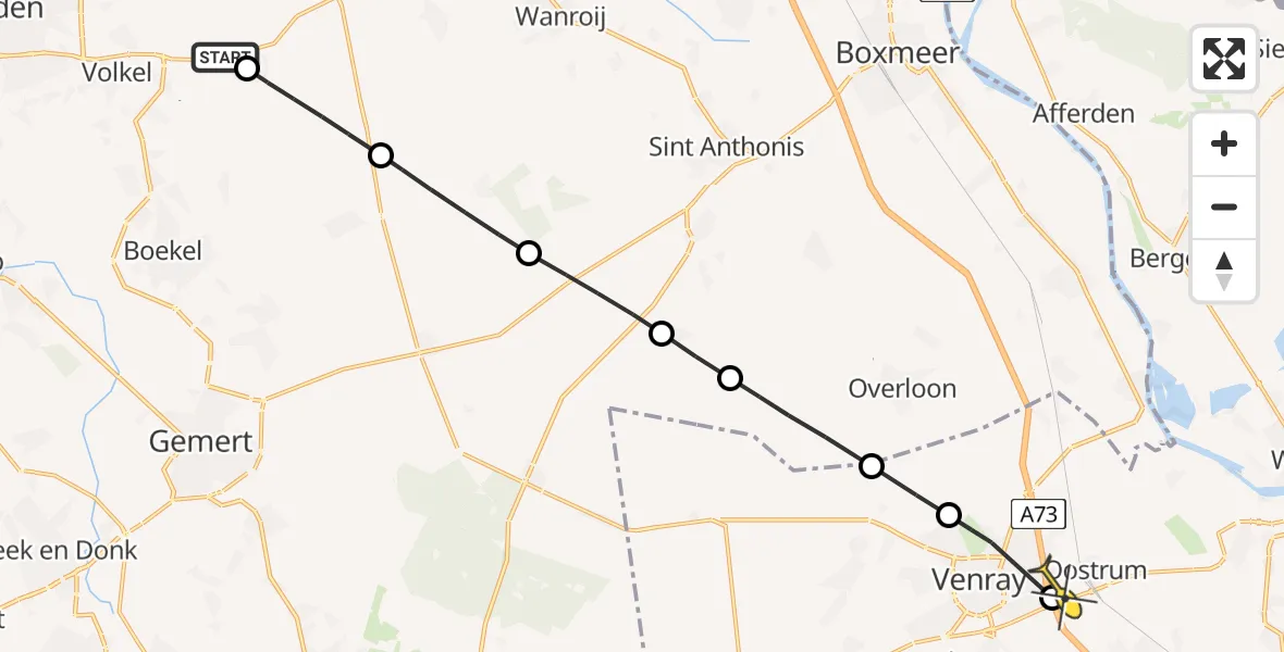Routekaart van de vlucht: Lifeliner 3 naar Oostrum, Groesstraat