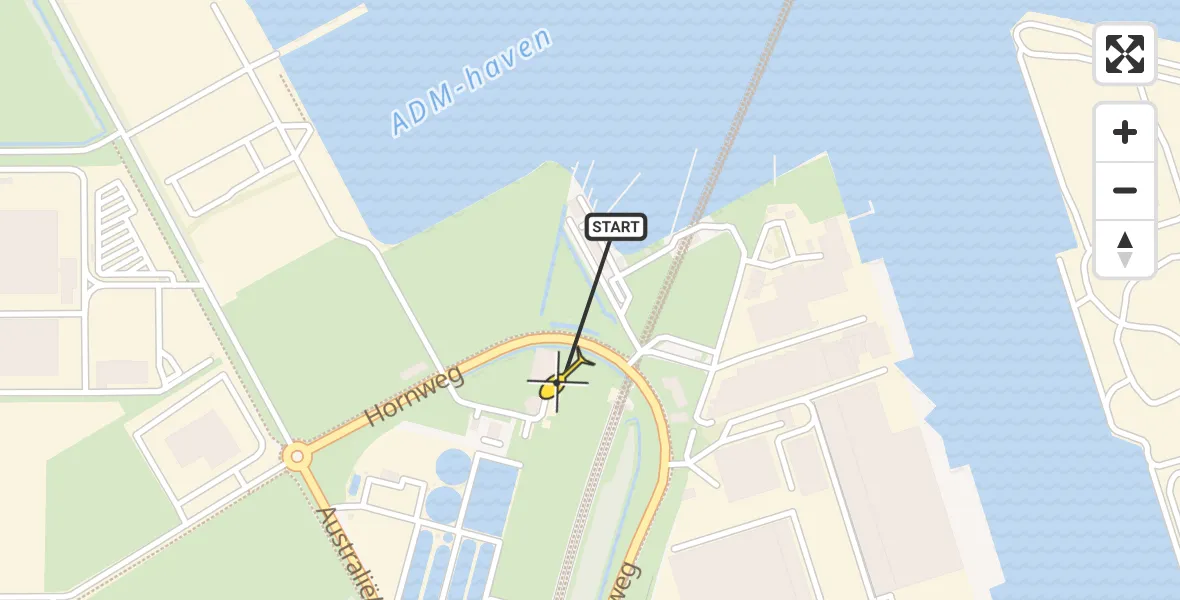 Vluchtroute Traumahelikopter van Amsterdam Heliport naar Amsterdam Heliport