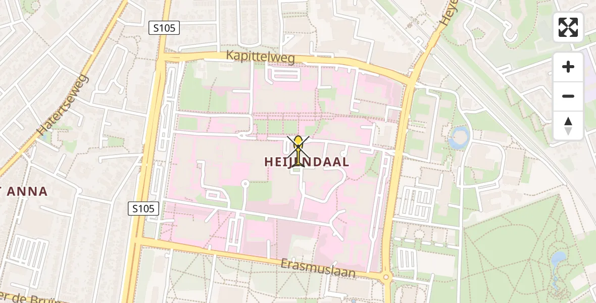 Vluchtroute Traumahelikopter van Radboud Universitair Medisch Centrum naar Radboud Universitair Medisch Centrum