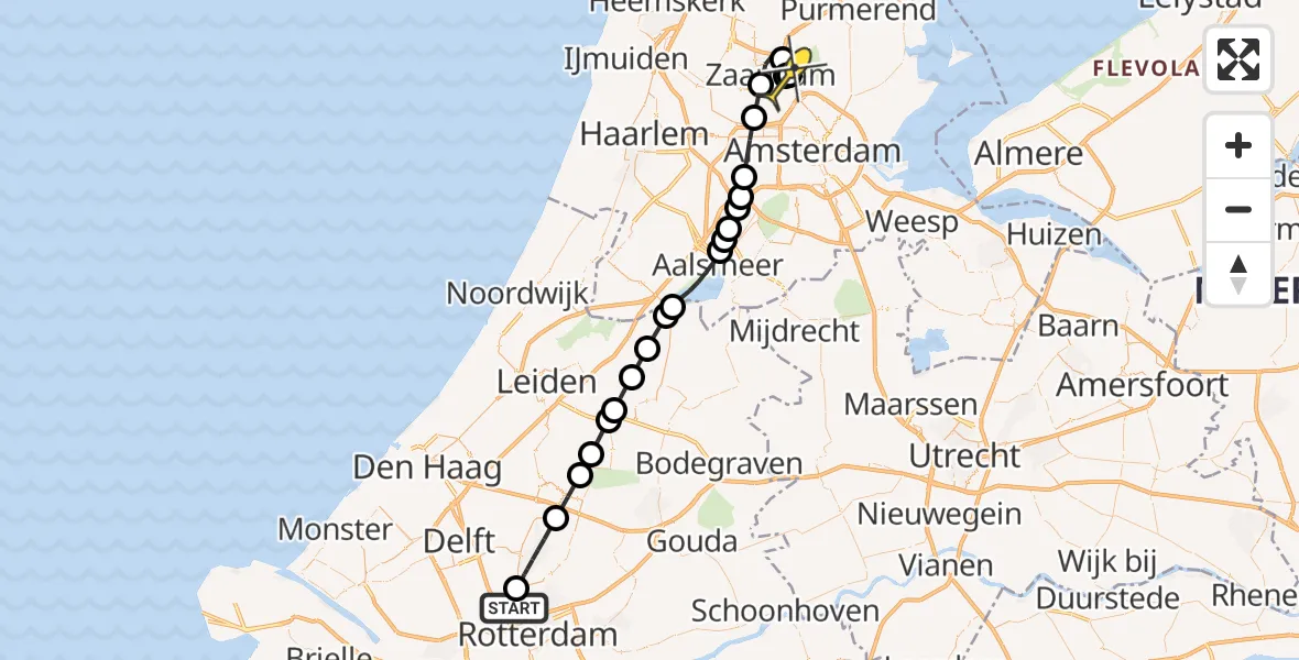 Routekaart van de vlucht: Lifeliner 2 naar Oostzaan, A16 Rotterdam