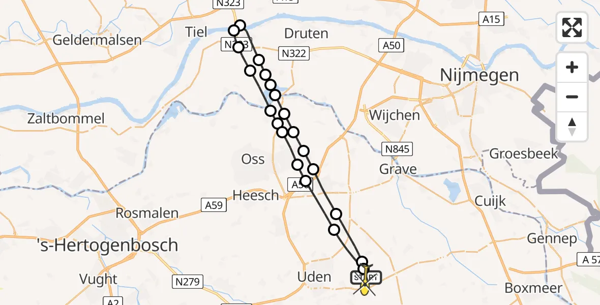 Routekaart van de vlucht: Lifeliner 3 naar Vliegbasis Volkel, Bovenste Trent