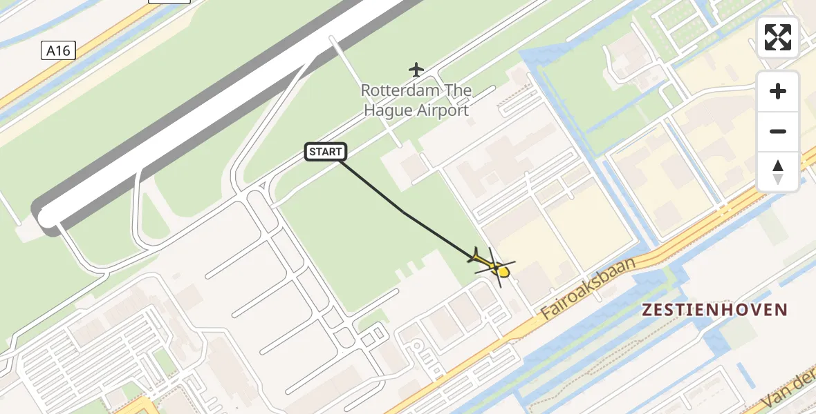 Routekaart van de vlucht: Lifeliner 2 naar Rotterdam The Hague Airport, Brandenburgbaan
