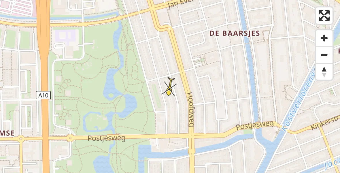 Vluchtroute Politiehelikopter van Amsterdam naar Amsterdam