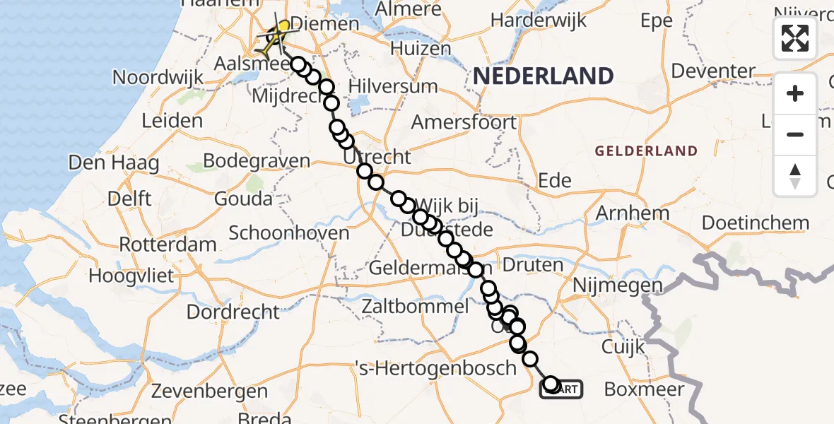 Routekaart van de vlucht: Politieheli naar Schiphol, Zeelandsedijk