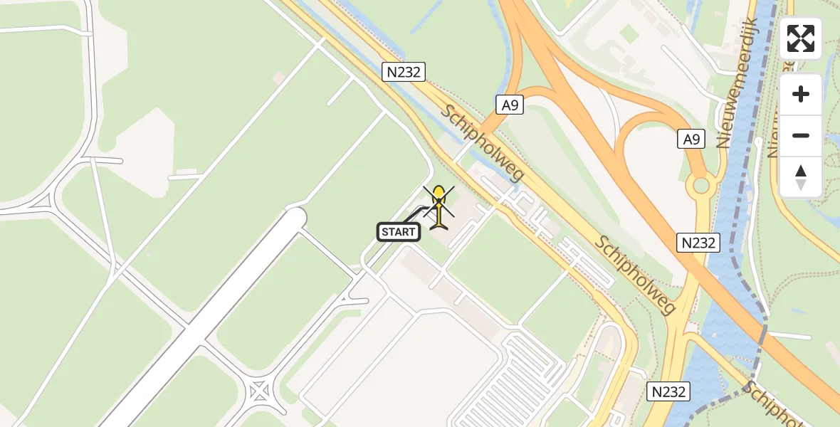 Vluchtroute Politiehelikopter van Schiphol naar Schiphol