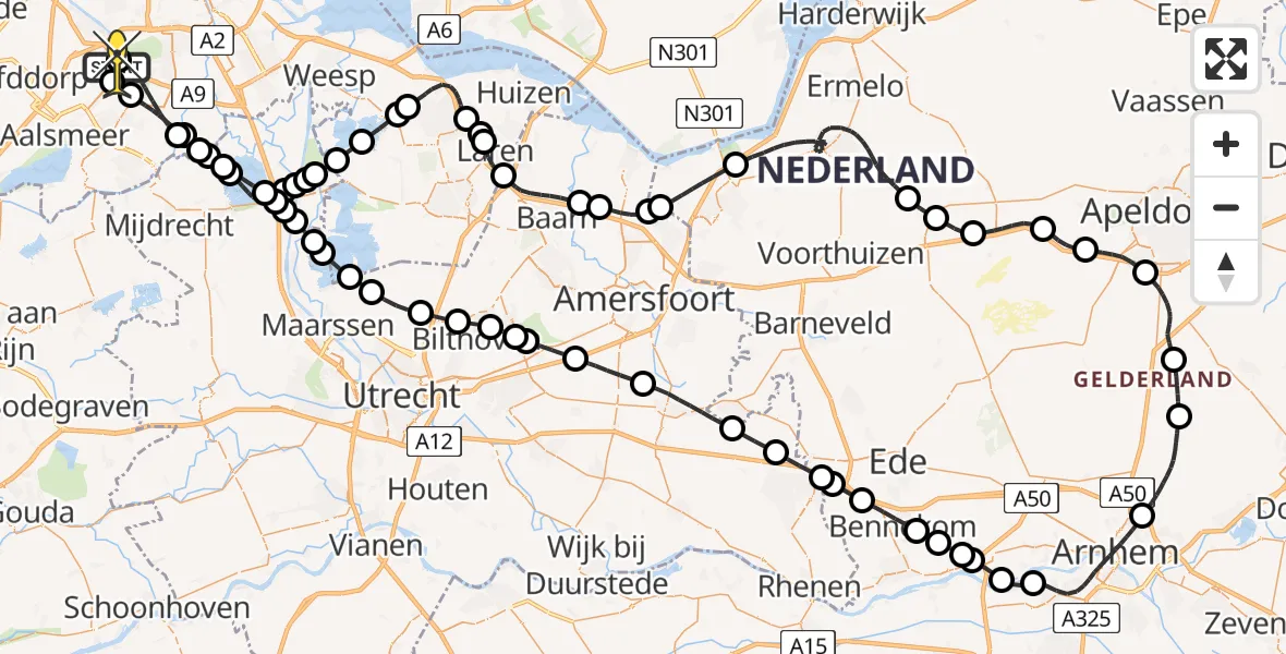 Routekaart van de vlucht: Politieheli naar Schiphol, Thermiekstraat