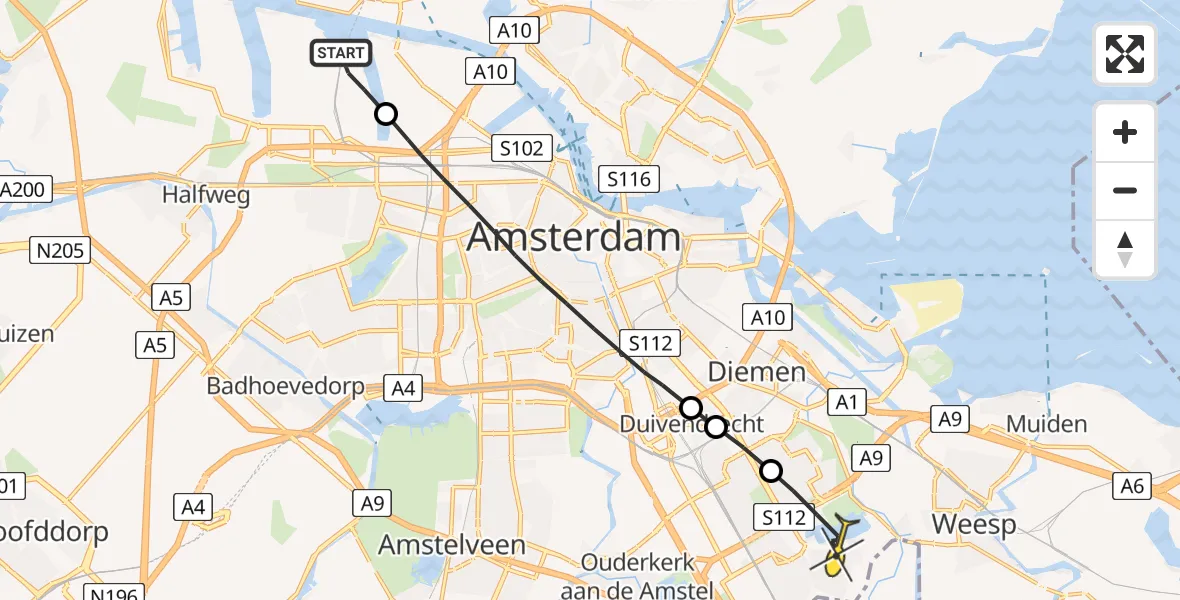 Routekaart van de vlucht: Lifeliner 1 naar Amsterdam, Maltaweg