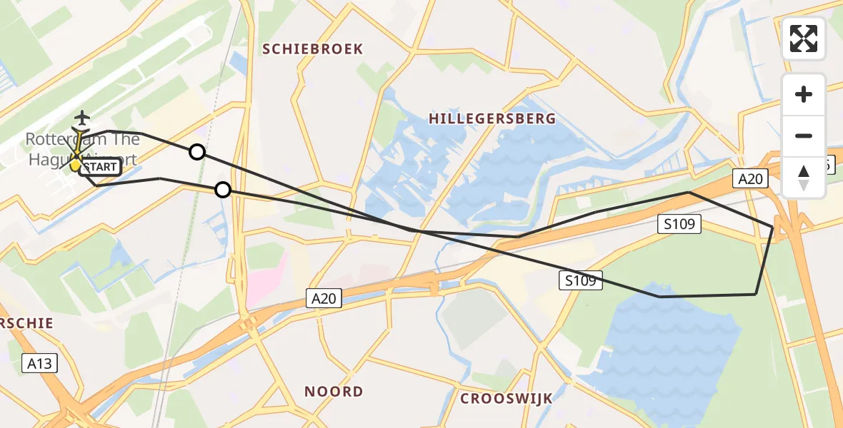 Routekaart van de vlucht: Lifeliner 2 naar Rotterdam The Hague Airport, Zestienhoven