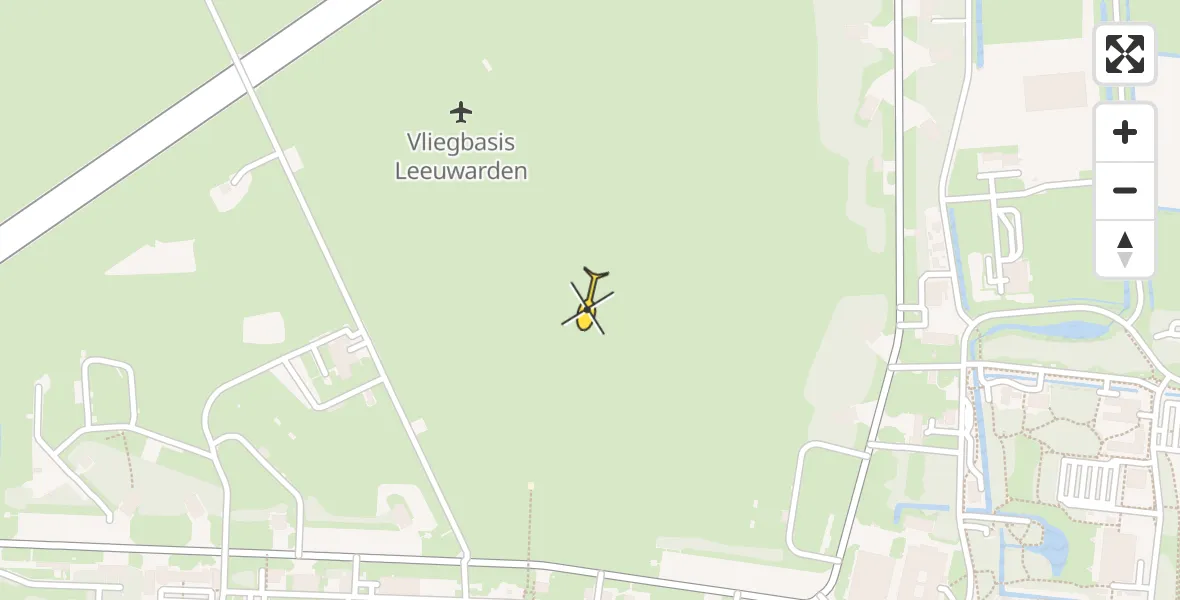 Vluchtroute Ambulancehelikopter van Vliegbasis Leeuwarden naar Vliegbasis Leeuwarden