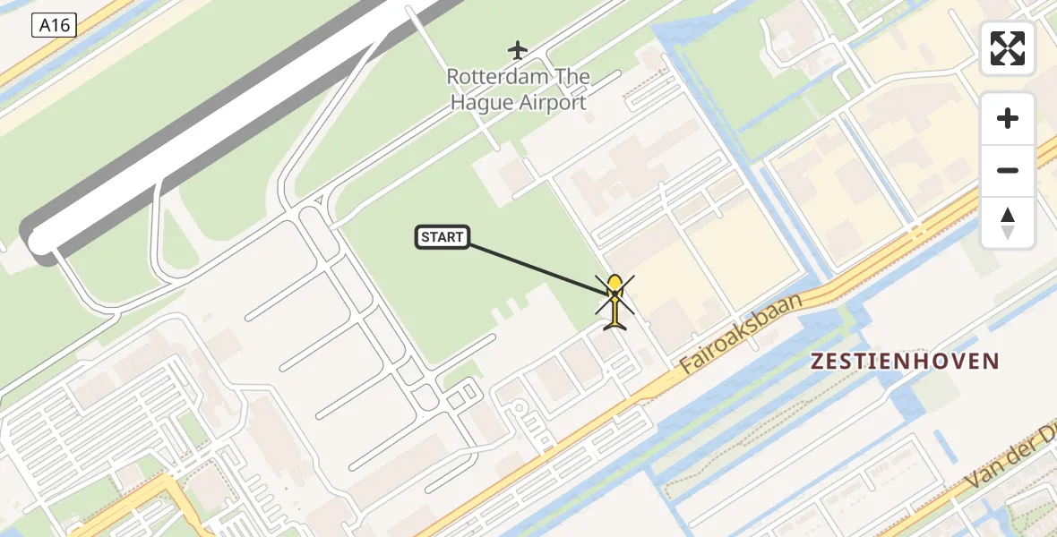 Routekaart van de vlucht: Lifeliner 2 naar Rotterdam The Hague Airport, Brandenburgbaan