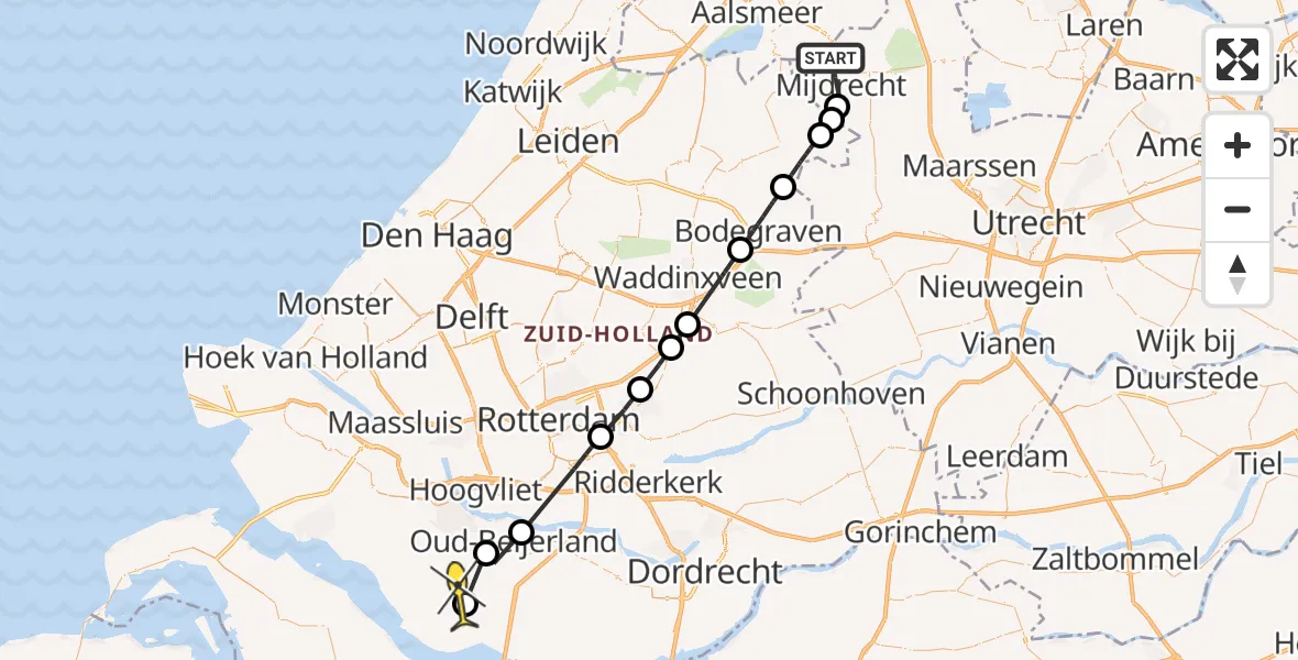Routekaart van de vlucht: Politiehelikopter naar Zuid-Beijerland, Tweede Zijweg