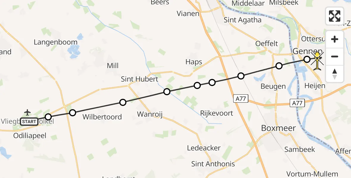 Routekaart van de vlucht: Lifeliner 3 naar Gennep, Rode Eiklaan