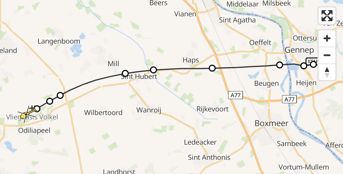 Routekaart van de vlucht: Lifeliner 3 naar Vliegbasis Volkel, Rijksvluchthaven