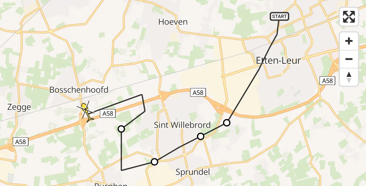 Routekaart van de vlucht: Lifeliner 2 naar Breda International Airport, Papenstraat