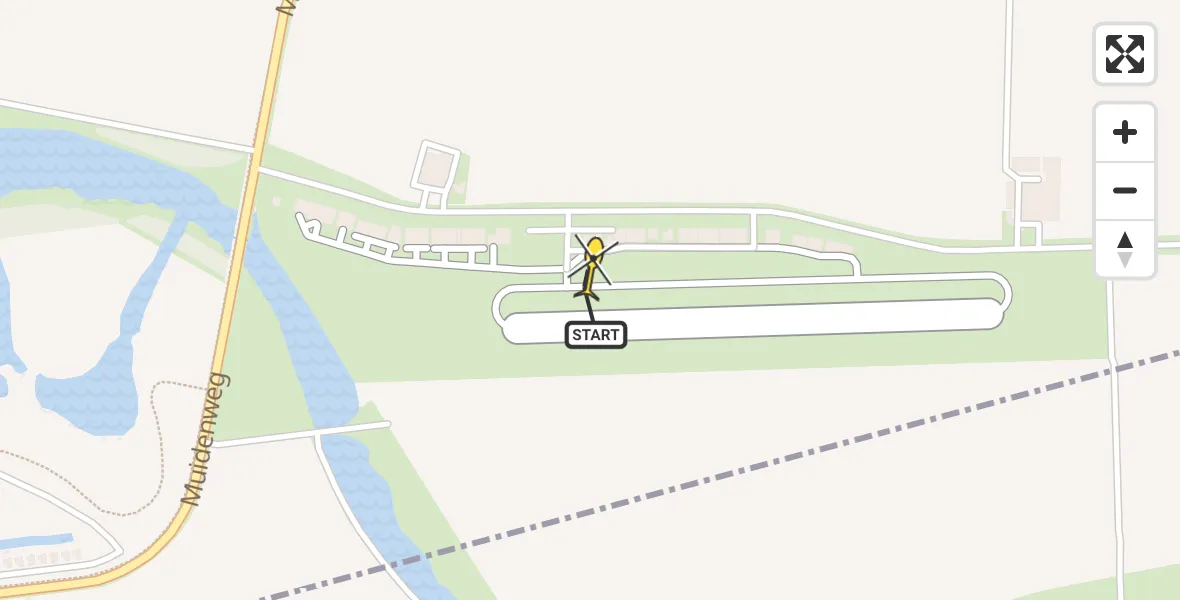 Routekaart van de vlucht: Politieheli naar Vliegveld Midden-Zeeland, Calandweg