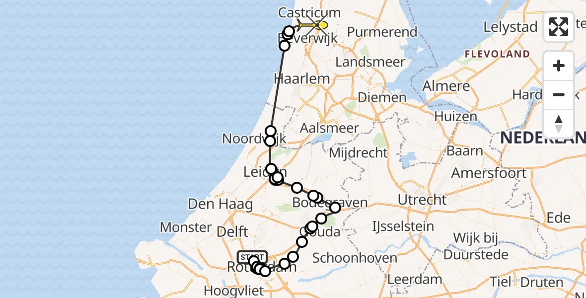 Routekaart van de vlucht: Politiehelikopter naar Heemskerk, Landzichtstraat