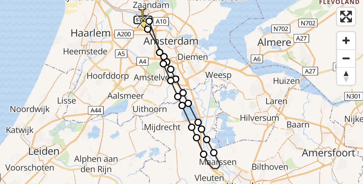 Routekaart van de vlucht: Lifeliner 1 naar Amsterdam Heliport, Maltaweg