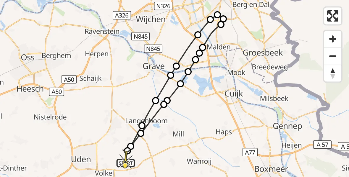 Routekaart van de vlucht: Lifeliner 3 naar Vliegbasis Volkel, Houtvennen