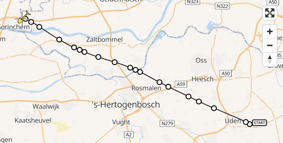 Routekaart van de vlucht: Lifeliner 3 naar Spijk, Zeelandsedijk