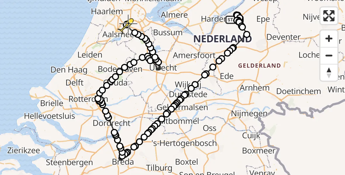 Routekaart van de vlucht: Politieheli naar Schiphol, Stakenbergweg