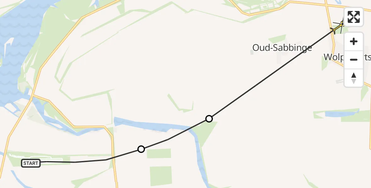 Routekaart van de vlucht: Politiehelikopter naar Wolphaartsdijk, Pietweg