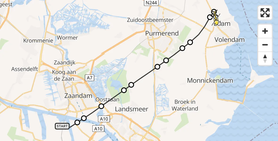 Routekaart van de vlucht: Lifeliner 1 naar Edam, Kajuitpad