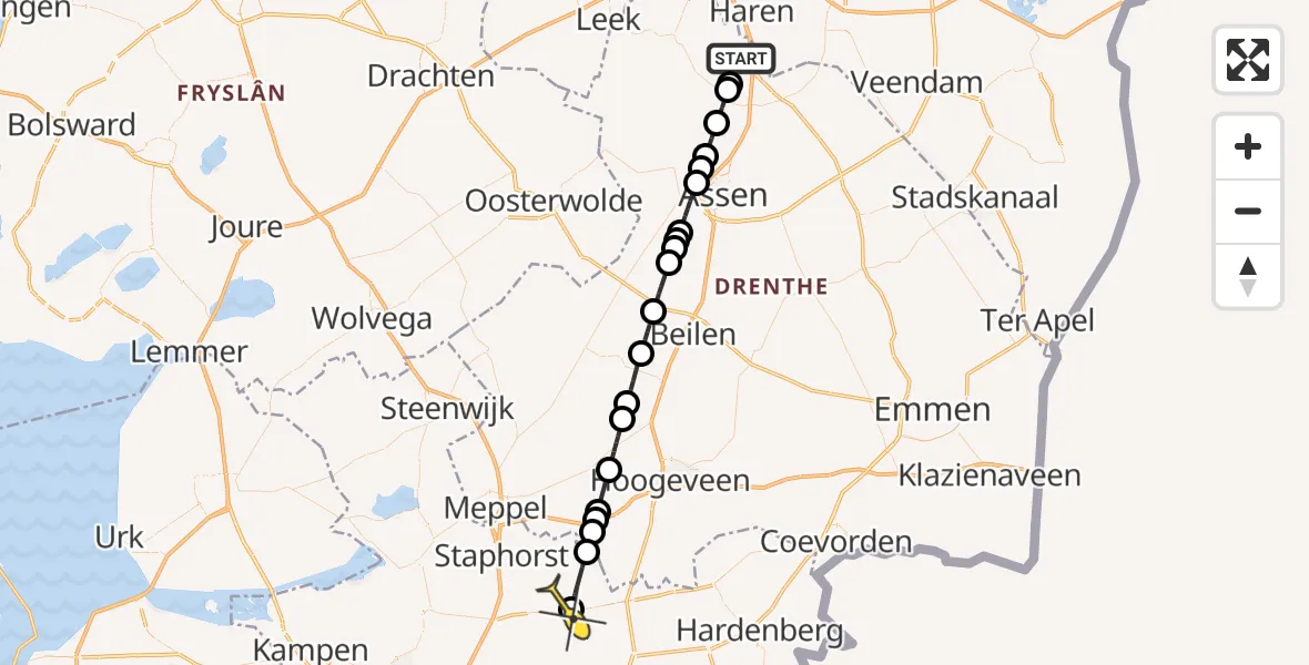 Routekaart van de vlucht: Lifeliner 4 naar Nieuwleusen, Homsteeg