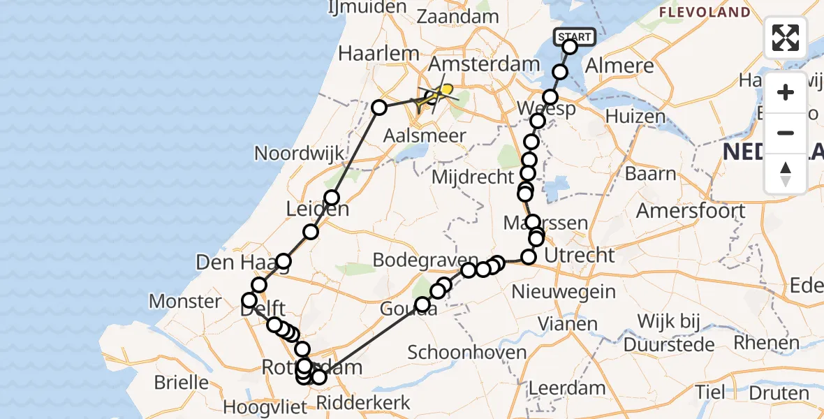 Routekaart van de vlucht: Politieheli naar Badhoevedorp