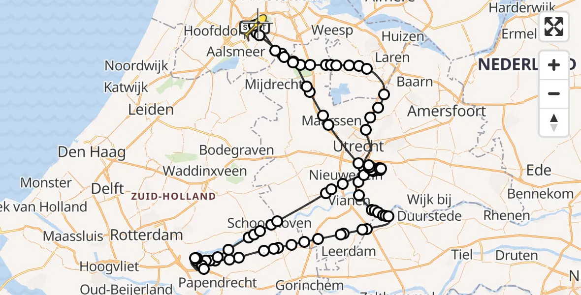 Routekaart van de vlucht: Politieheli naar Schiphol, Fokkerweg