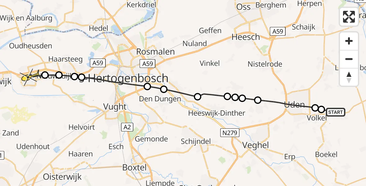 Routekaart van de vlucht: Lifeliner 3 naar Drunen, Venstraat