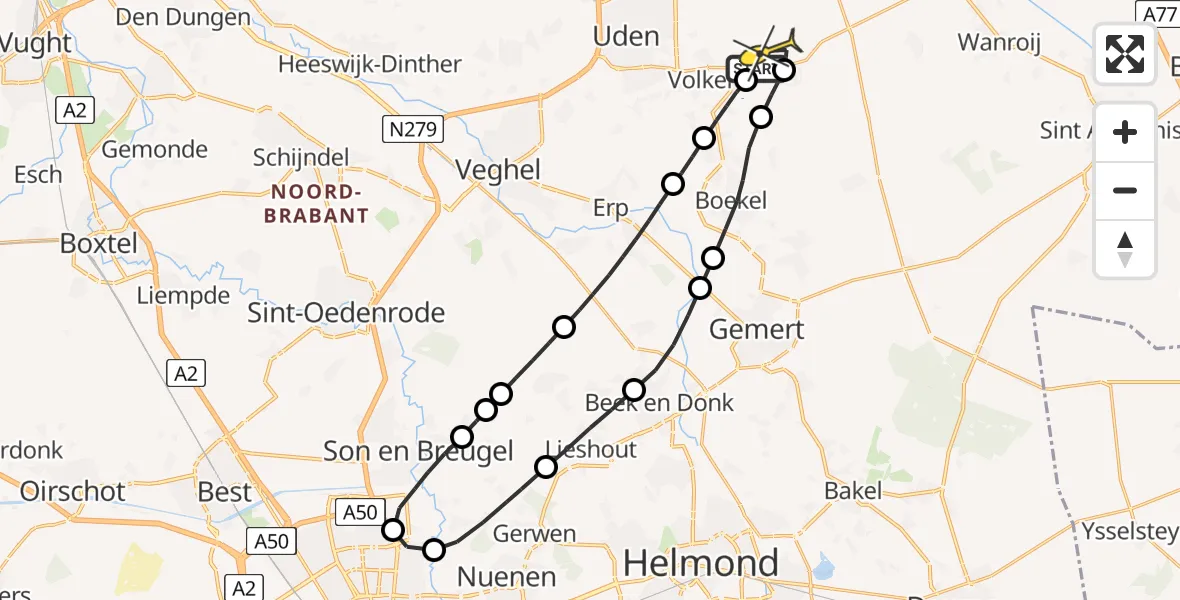 Routekaart van de vlucht: Lifeliner 3 naar Vliegbasis Volkel, Oosterheidestraat