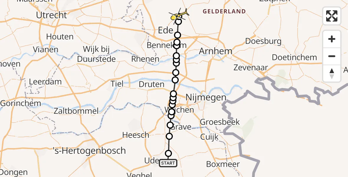 Routekaart van de vlucht: Lifeliner 3 naar Wekerom, Zeelandsedijk