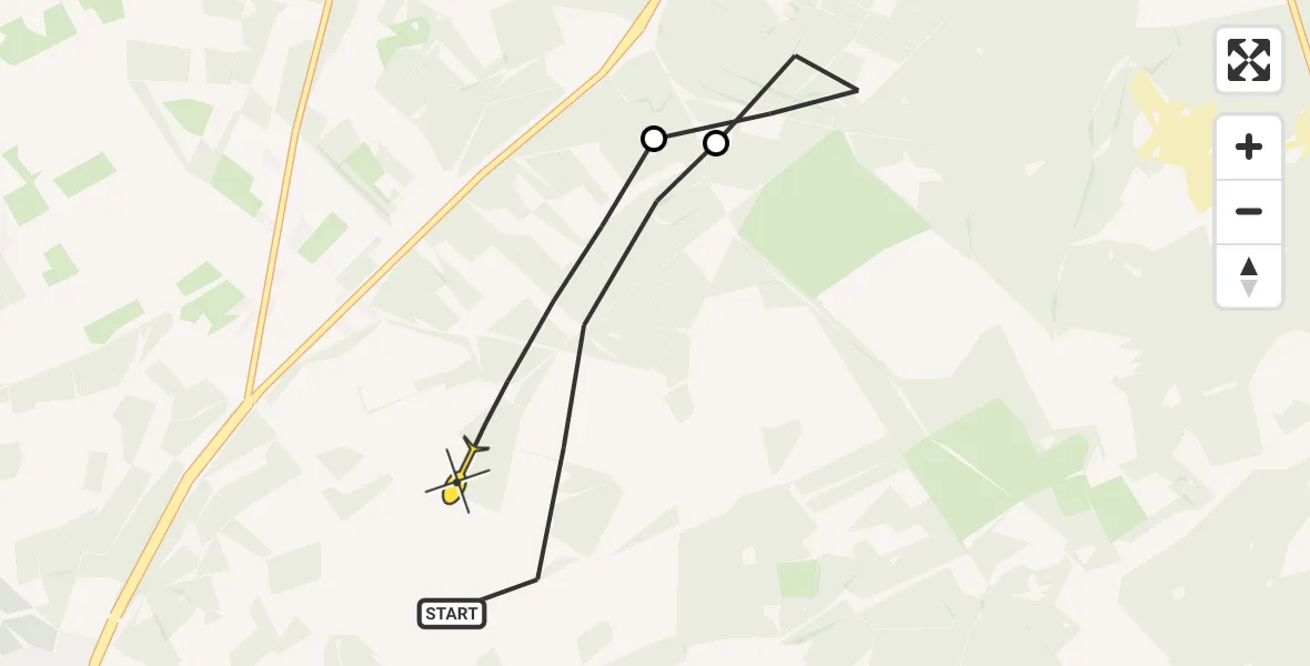 Routekaart van de vlucht: Politiehelikopter naar Ede, Koeweg